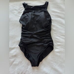 Miraclesuit One Piece Bathing Suit Sz 16 Black Slimming Ruched Shaping